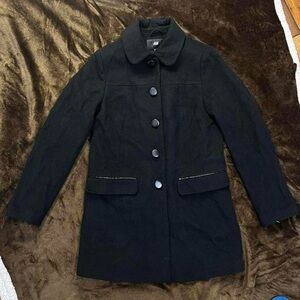 H&M Women's Black Wool Button Coat